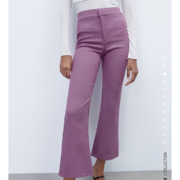 “Last one”ZARA HOUNDSTOOTH MINI FLARE PANTS - Picture 4 of 12